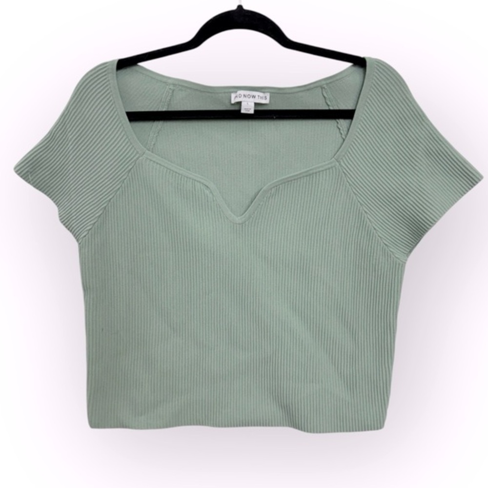 And Now This Women’s Trendy Ribbed Green Blouse Size L *2134